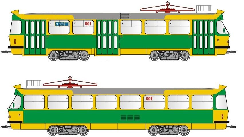 Трамвай рисунок сбоку